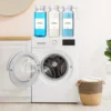2 Pcs Laundry Detergent Dispenser Fabric Softener Dispenser Organizer Box with Measuring Cups Laundry Soap Bleach Container 2