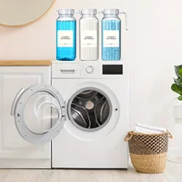 2 Pcs Laundry Detergent Dispenser Fabric Softener Dispenser Organizer Box with Measuring Cups Laundry Soap Bleach Container 2
