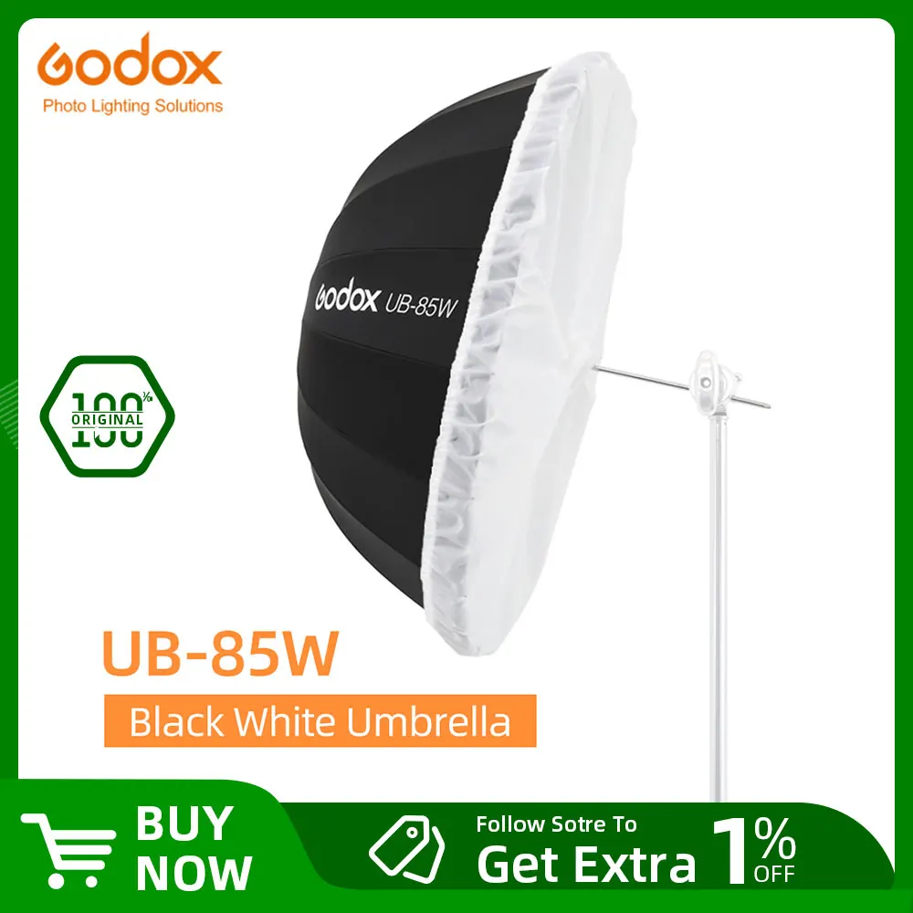 고독스 UB-85W 33.5인치(85cm) 파라볼릭 블랙 화이트 반사 우산 스튜디오 ..