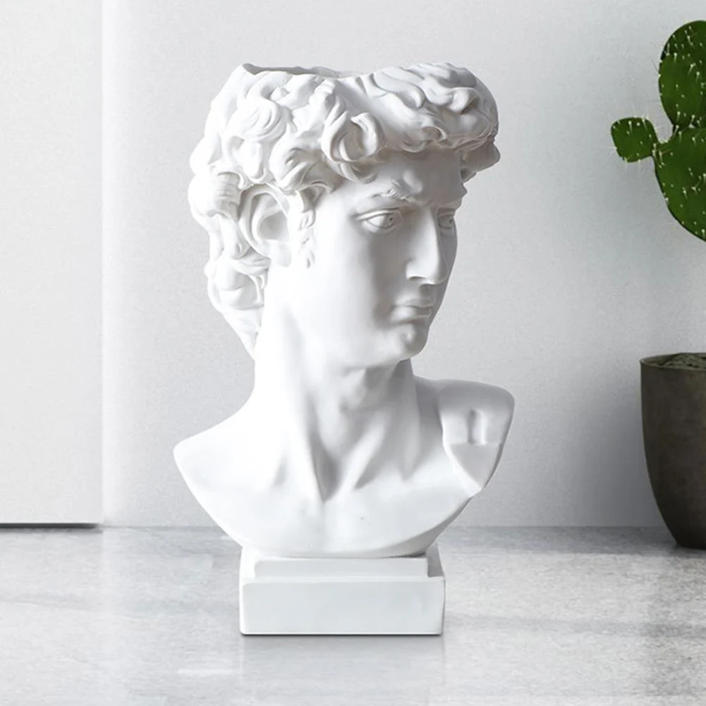 Kreative Kunst Blumentopf Make-up Pinsel Lagerung Stift halter David Statue Harz Medici Vase Desktop Organizer Wohnkultur Ornamente – Detail 11
