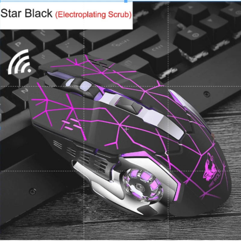 

2.4Ghz Wireless Gaming Mouse 6 Buttons 2400DPI Optical USB Computer Mouse With Backlight Ergonomic Mute Mice Rechargeable Mause