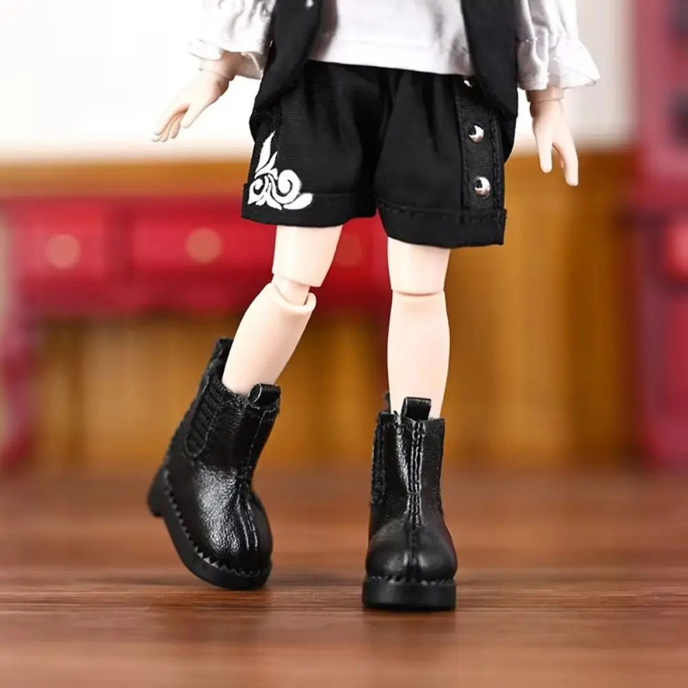 1pair Pretend Play Ob11 Doll High Top Shoes Casual Shoes Cute Outfit Doll Leather Shoes Boots Black Brown Handmade