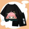 Japanese Anime Spy X Family Anya Forged Graphic Printed T-shirt Street Kids Clothing Fashion Short Sleeve Neutral T-shirt Sets 5