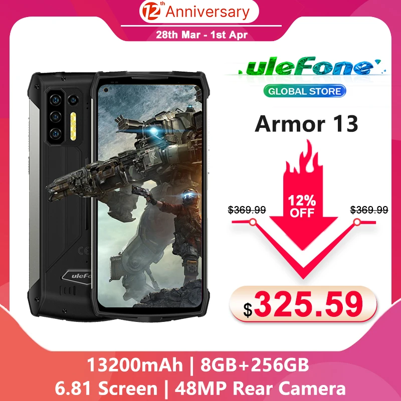 ram pc Ulefone Power Armor 13 Smartphone IP68/IP69K 13200mAh 6.81"FHD+Screen 48MP Rear Camera 8G+256G NFC Android 11.0 Mobile Phone 8gb ram ddr4