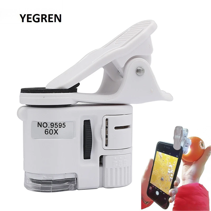 Universal 60x Mobile Phone LED Illuminated Magnifier Pocket Microscope with Clip Universal 60x Mobile Phone LED Illuminated Magnifier Pocket Microscope with Clip