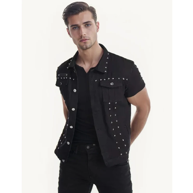 DIMUSI Spring Autumn Mens Vest Vintage Denim Jeans Vest Male Sleeveless Jackets Men Rivet Hole Jeans Waistcoats 5XL,TA338 fashionable vests,sleeveless vests,sleeveless vest