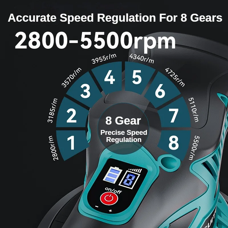 Cordless Polisher 5500RPM 8 Gears Rechargeable Car Polishing Machine Electric Rotary Tool For Makita 21V Battery (No Battery) car polisher
