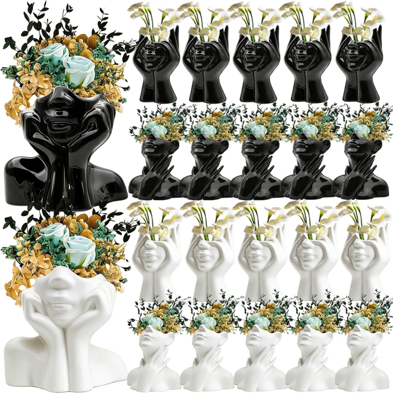 창의적인 얼굴 모양 수납함 인체 예술 스타일링 화병 사무용품 메이크업 브러쉬 홀더 다용도 수납함