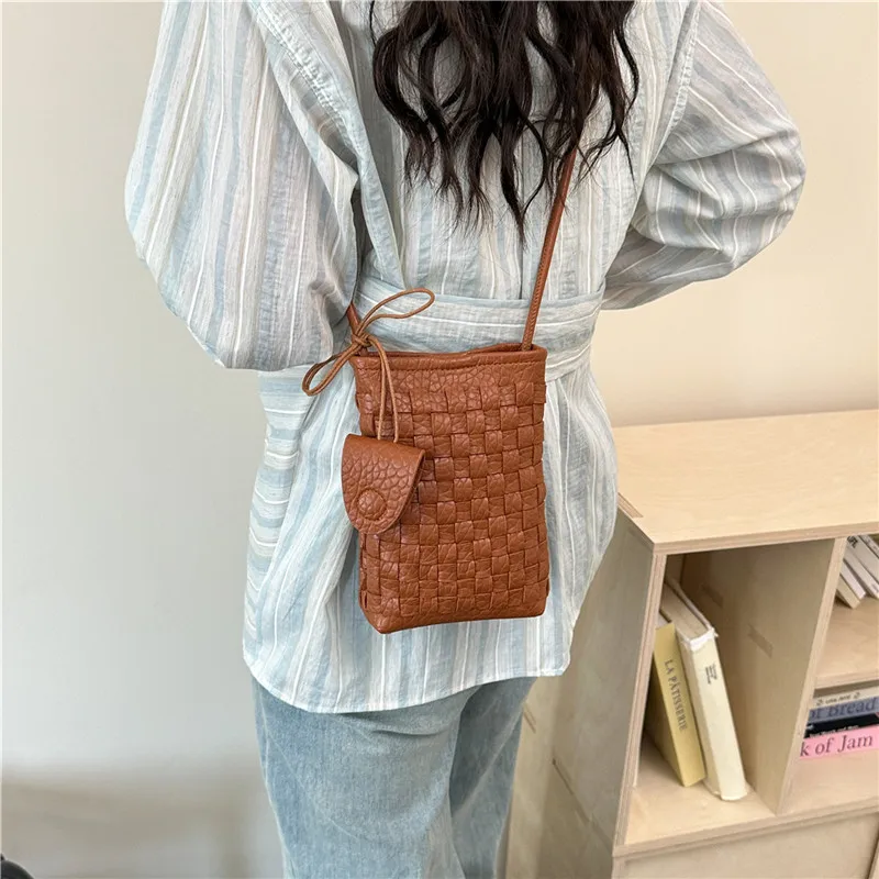Women's Bag PU designer luxury bags woman 2026 Shoulder bags Fashion niche woven minimalist crossbody bag Wallet
