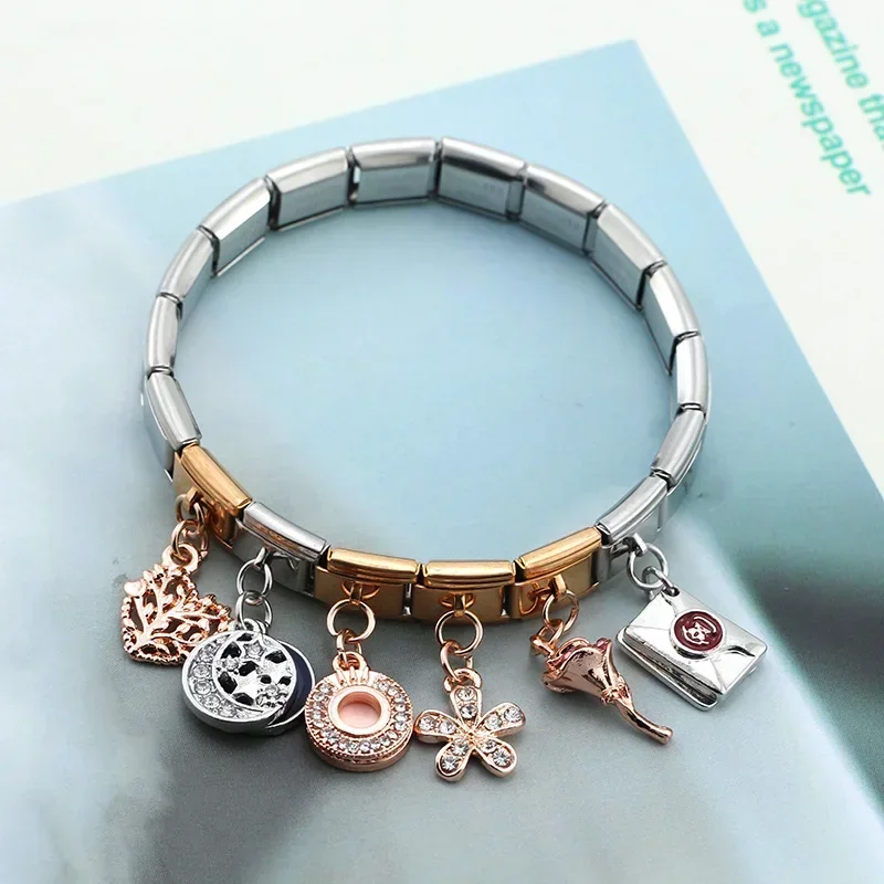 Italian Charm Bracelet Silver Charm Bracelet Silver Jewelry Jewelry Charms Alloy Heart Charms Metal Charm Silver Charms Silver Charm Hapiship Daisy Fashion Rose Flower Heart Flower Envelope Charm Fit 9mm Bracelet Jewelry Making DJ375