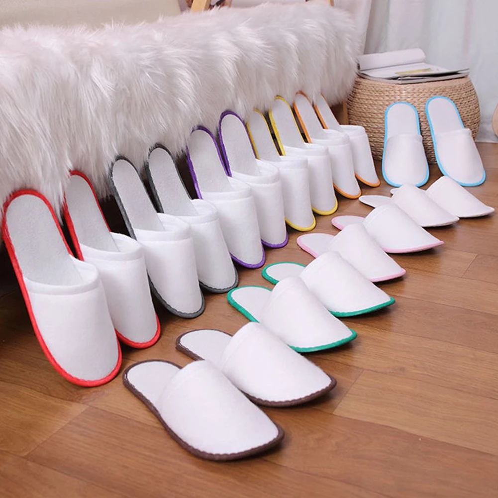 Koraalfleece Heren Dames Goedkope Wegwerp Hotel Pantoffels Katoenen