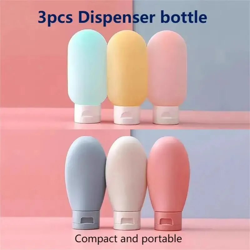 3pcs Travel Dispenser Bottle Daily Wash Compact Portable Shower Gel Shampoo Lotion Squeeze Bottle Hose Squeeze Empty