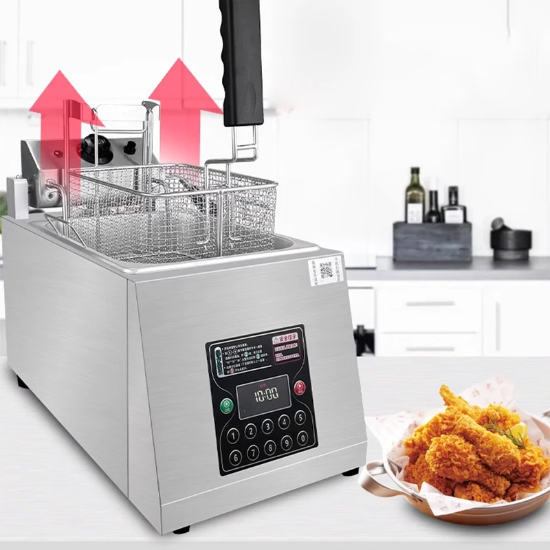 Electric fryer Commercial fully automatic lifting fryer 8L single cylinder intelligent timing fried chicken fillet French fries 5