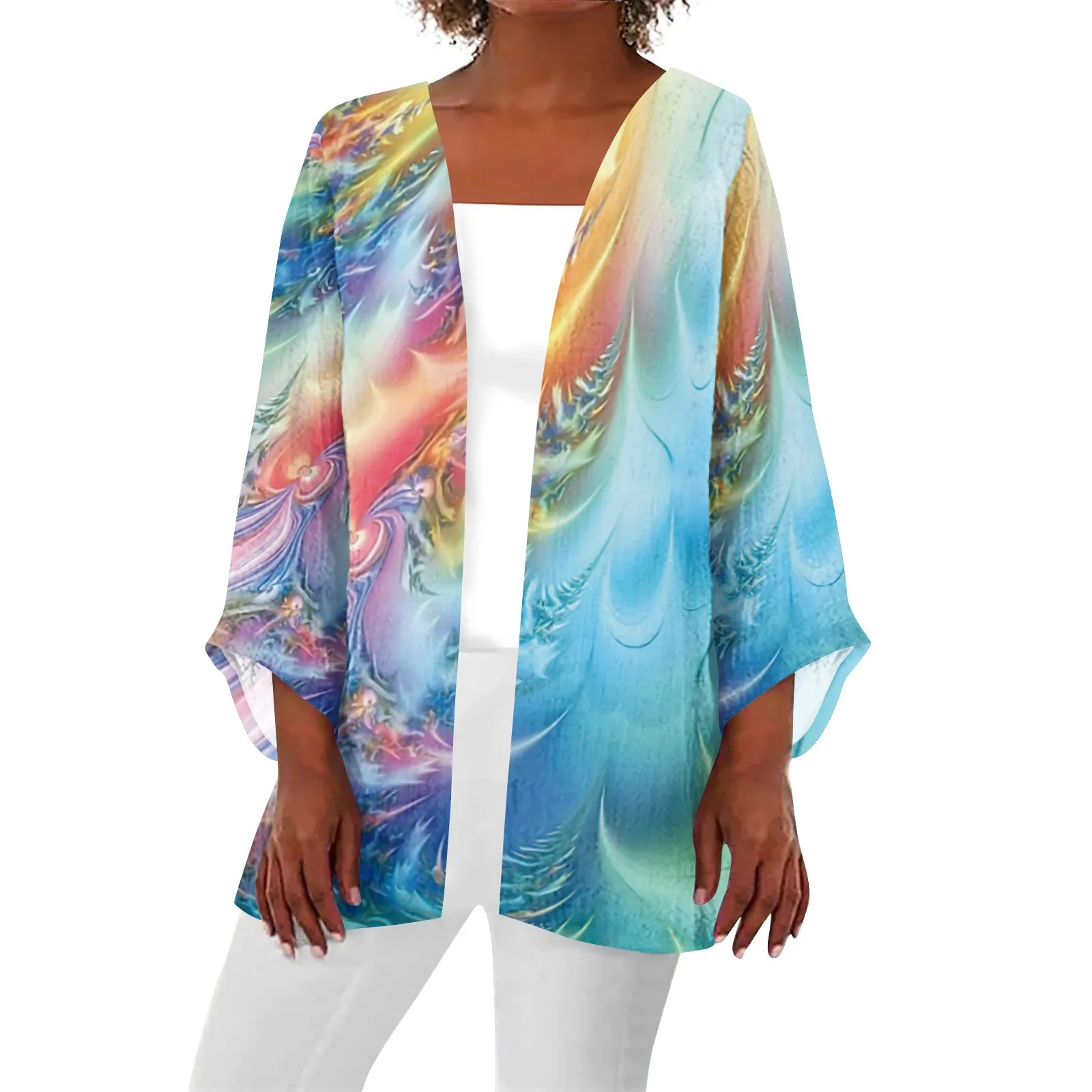 여성용 레트로 프린트 가디건, 경량, 중간 길이 재킷, 캐주얼 패션