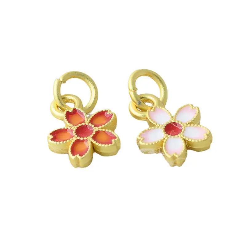 

20 PCS Gold Plated Metal Copper Enamel Flowers Pendant Charms For DIY Jewelry Making Accessories