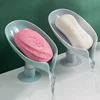 2pcs Drain Soap Holder Leaf Shape Soap Box Suction Cup Tray Drying Rack for Shower Sponge Container Kitchen Bathroom Accessories 1