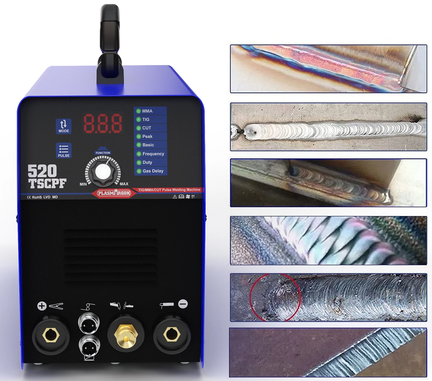 Plasmargon Plasma cutter 4 in 1 Welding Machine 520TSCPF DC Inverter Spot Welder TIG MMA IGBT Pulse CNC Metal Cutting Machine 3