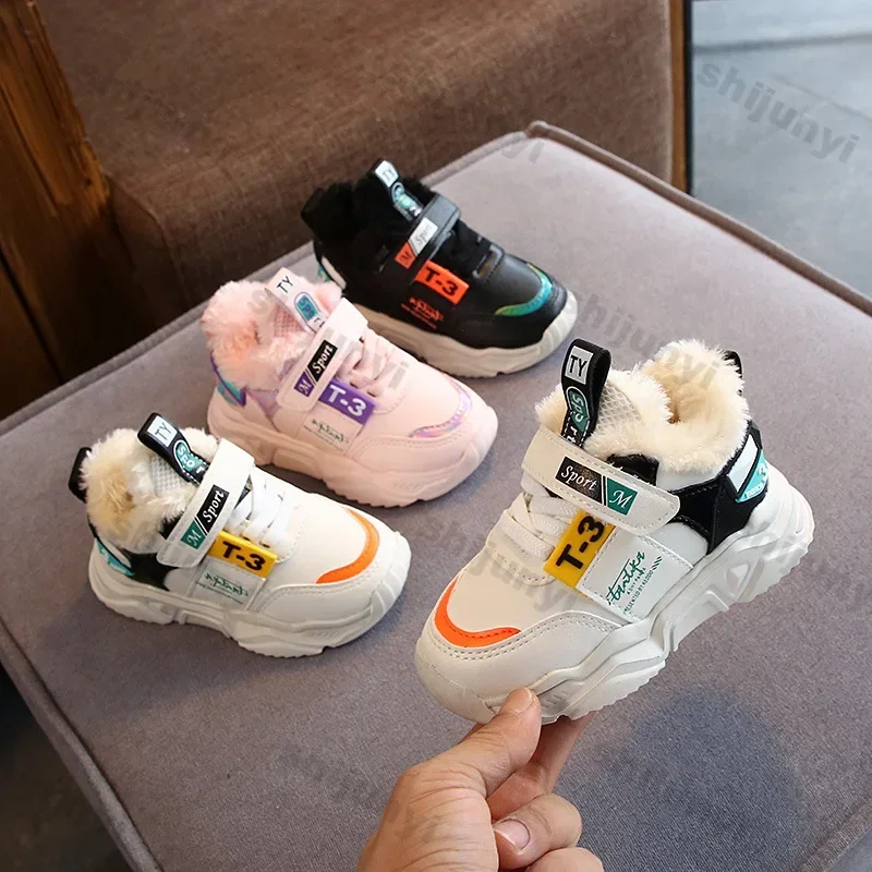 Children Winter Cotton Shoes Girls Plush Thickened Anti-skid Shoe Boys Warm Sneakers Baby Soft Comfortable Winter Toddler Shoes baby shoes children sports shoes