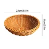 Round Natural Fruit Baskets Food Storage Bowl Decorative Rattan Wicker Serving Basket For Dessert Snacks Bread Baskets 22/25cm 5