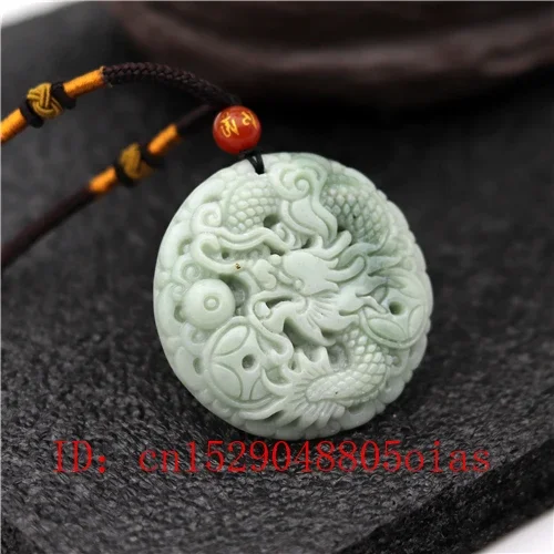 Chinese Jade Dragon Pendant Necklace Carved Amulet Gifts for Women Men pendant necklace