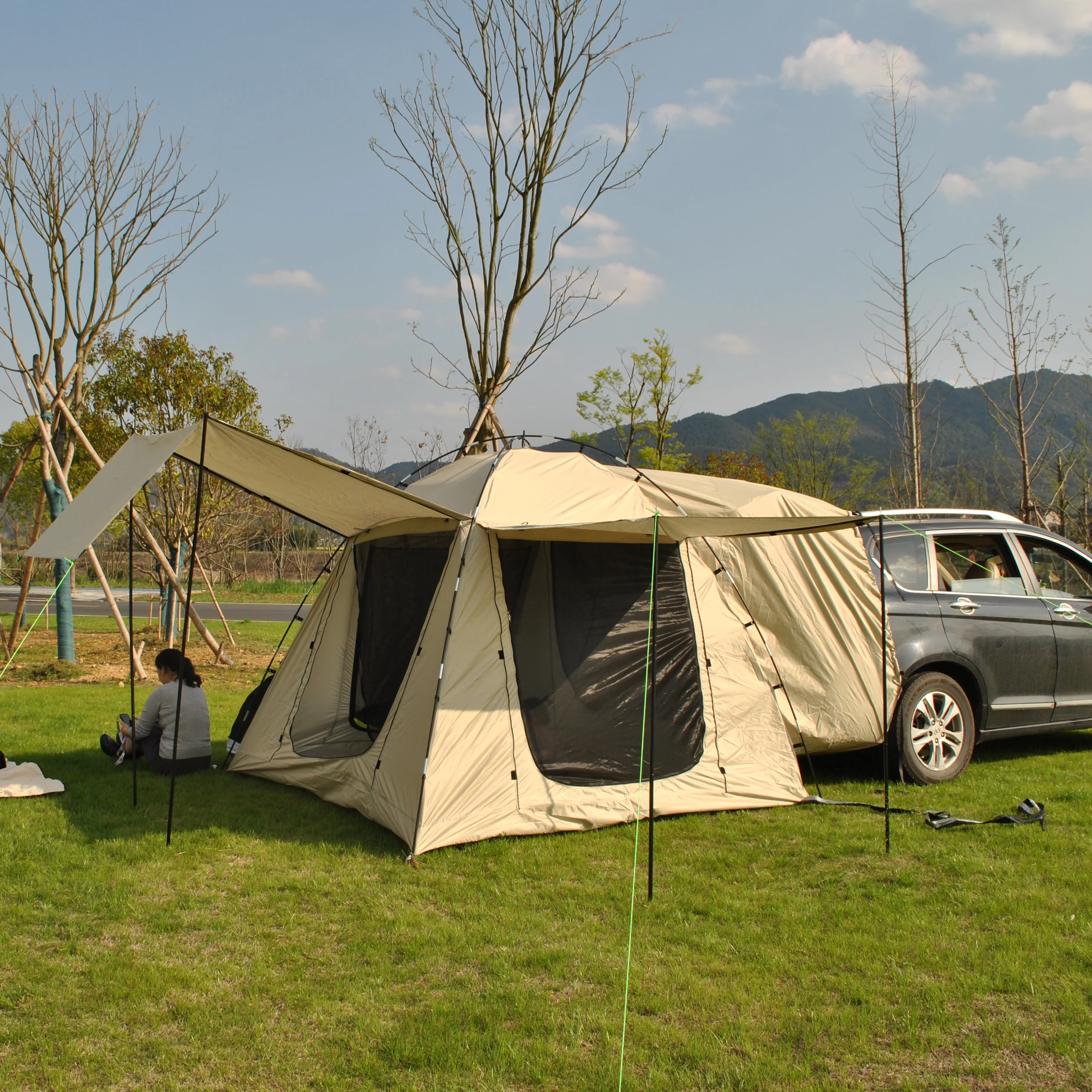 Tente de hayon de voiture, tente arrière de voiture, tente de camping,  tente arrière de voiture en tissu Oxford 210D imperméable avec grand écran  et