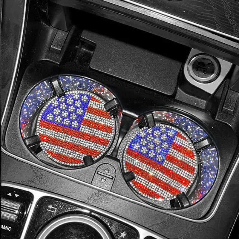 Car Coasters For Cup Holders American Flag Absorbent Coaster Bling Cup  Holder Insert Car Coasters Rhinestone Drink Mat Non-Slip - AliExpress