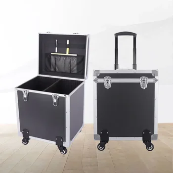 Cassetta degli attrezzi portatile con ruote Organizer in alluminio valigia grande custodia rigida per il volo strumenti di archiviazione scatole di trasporto professionali