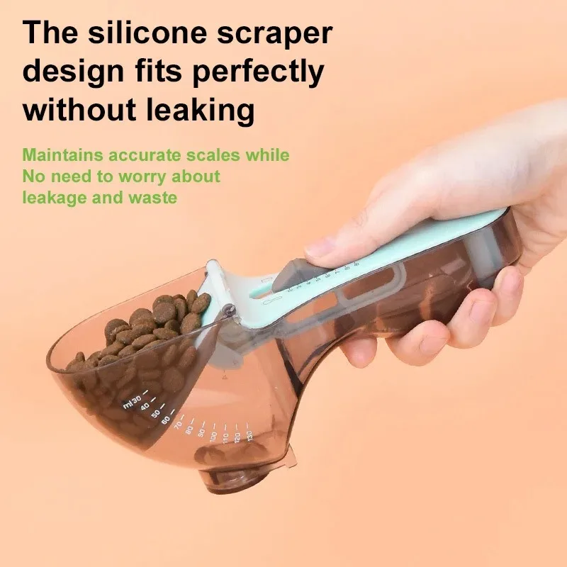 Adjustable Pet Metering Spoon with Plastic Measuring Pet Scoops Cups for Pet Accessories Cat Food Spoon Dog Food Gram Spoon