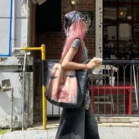 Nouveau sac fourre-tout créatif pour femmes tendance visage impression grande capacité sac à bandoulière étanche fille chaude sac à main grand sac à provisions 5