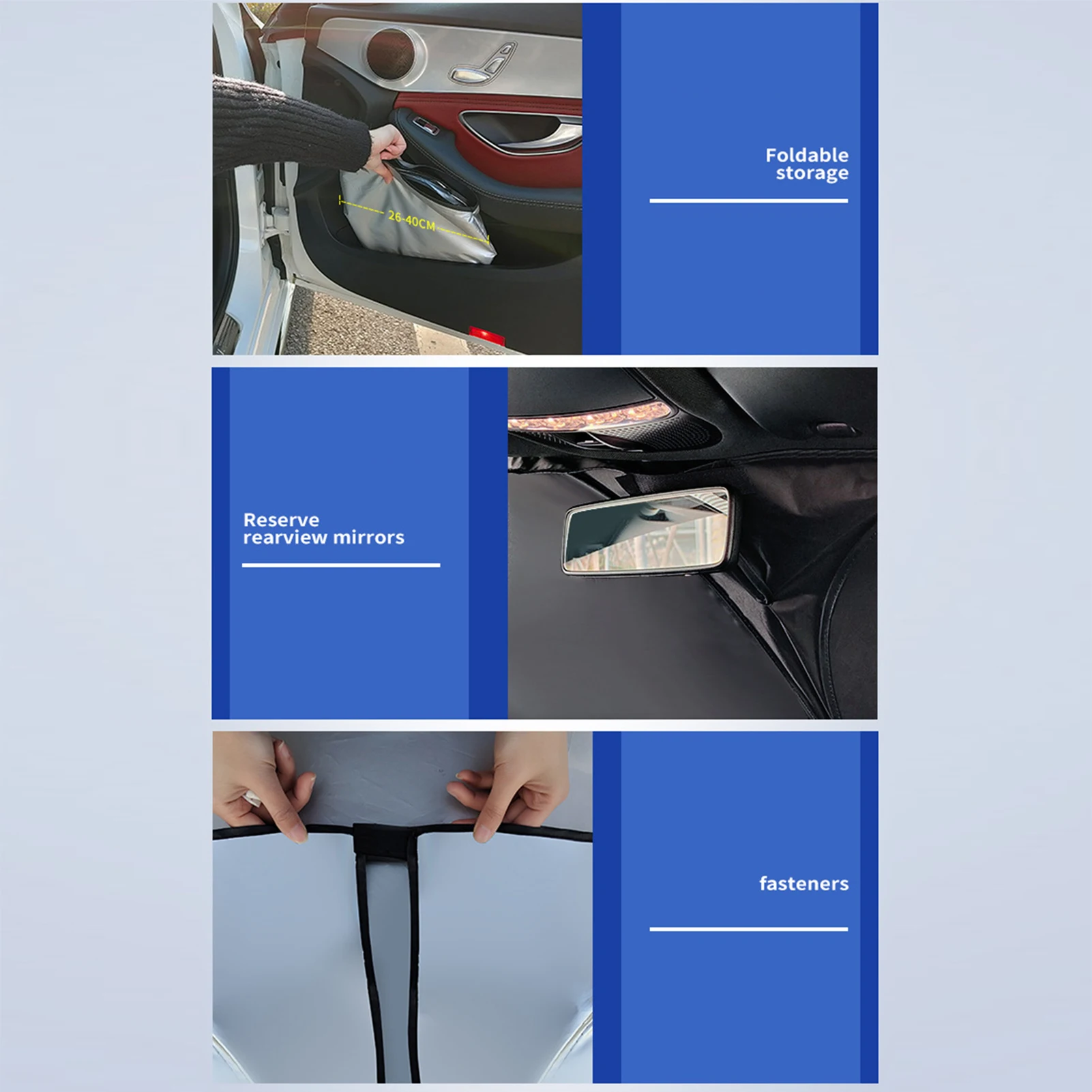 Car Windshield Sunshade Summer Sun Protection Heat Insulation Cloth Foldable Car Sun Visor Front Windshield Shade Umbrella