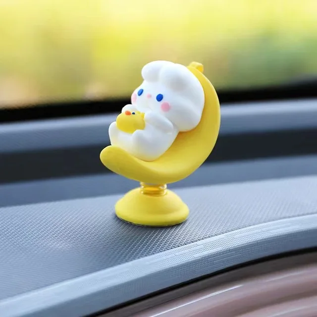 Creative Resin Luminous Crown Chicken Dolls Car Decoration Auto Dashboard  Decoration Cartoon Rearview Mirror Chicken Toy Gifts