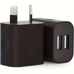 Dual USB Wall Charger, 2 - Port 5V/2.1A, Black - 2pcs AU Plug