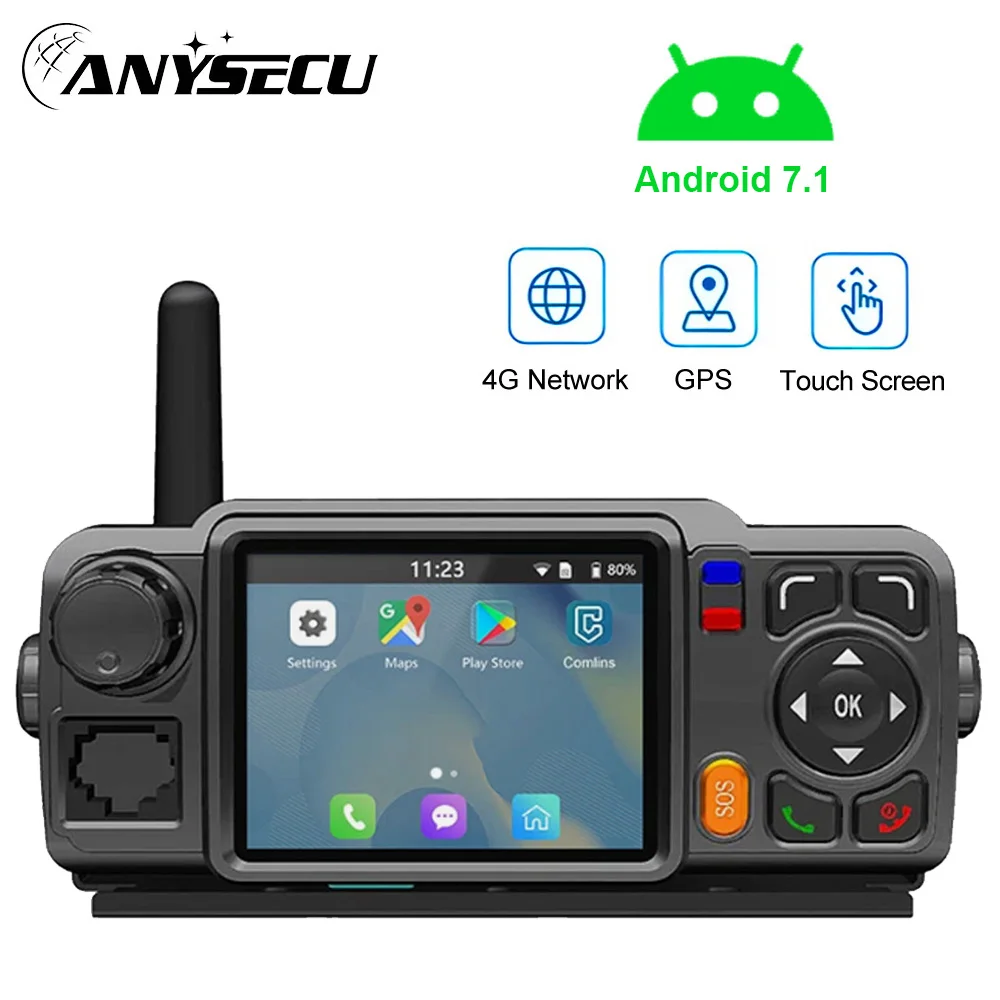 TD-M6Plus Android 7.1 Network Car Walkie Talkie with Touch Screen GPS POC Radio Work With ZELLO Real-PTT Walkiefleet