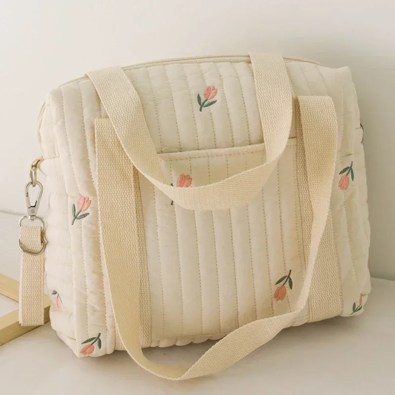Cute Bear Baby Stroller Nappy Bag Korea Embroidery Flower Mommy Bag Soft Maternity Shoulder Pack Portable Baby Diaper Organizer maternity bag diaper bag shoulder bag