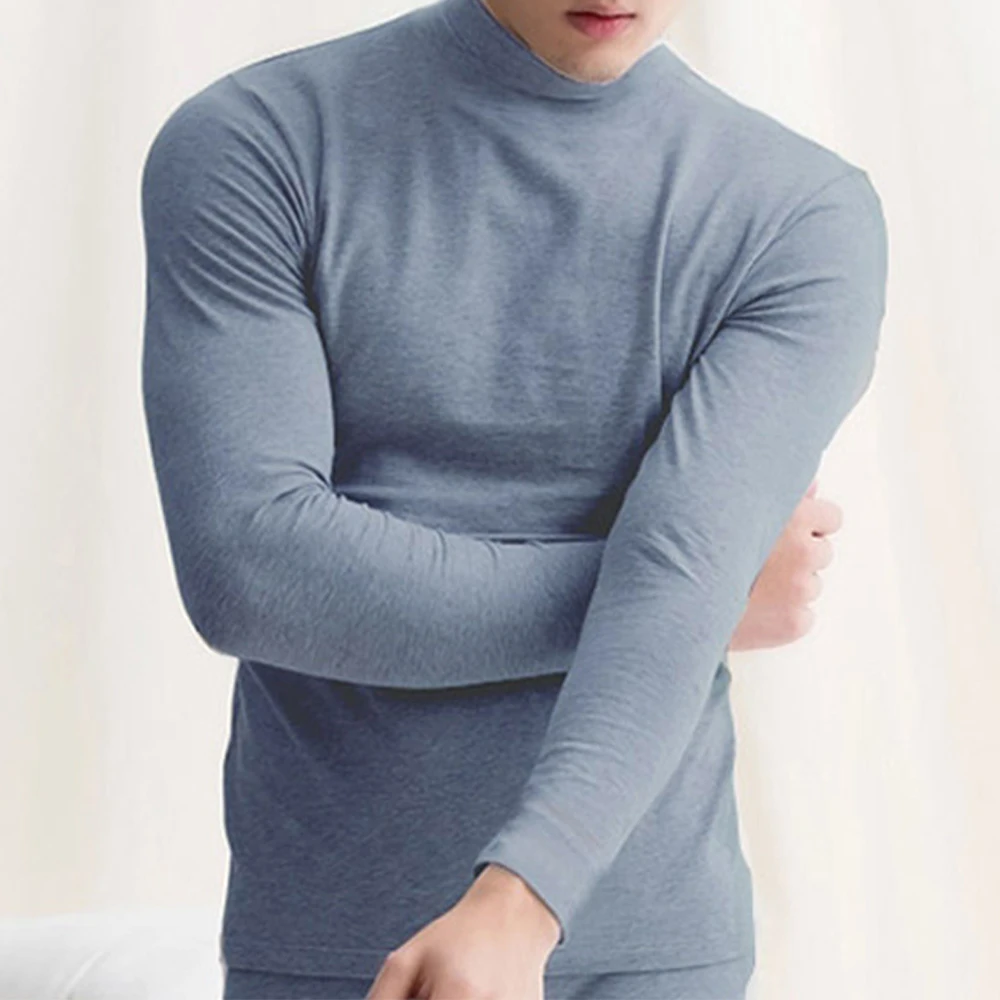 

Mens Thermo Undershirt Turtleneck Pullover Long Sleeve Jumper Top Slim T-Shirt Thermal Underwear Inner Wear Long Johns