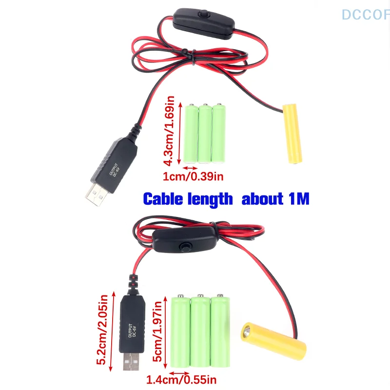 더미 배터리 어댑터 USB 전원 공급 장치 스위치 케이블, 원격 카메라 장난감 LED 스트립용 배터리 교체