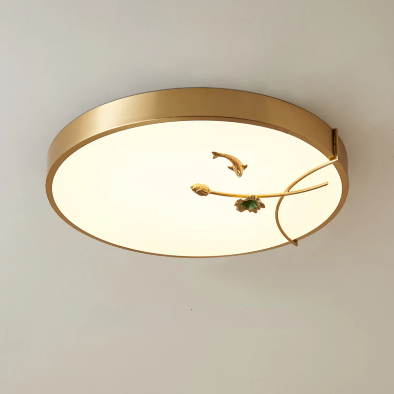 

Новый потолочный светильник в китайском стиле, полностью медный ультратонкий светильник для гостиной, спальни, балкона