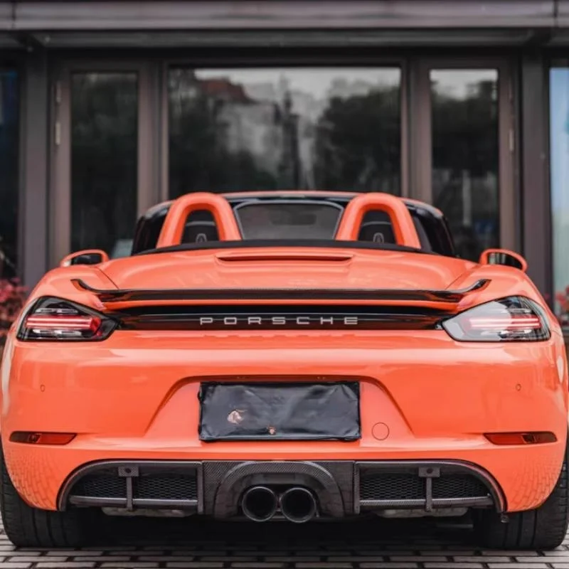 

Tepi Diffuser Bumper belakang mobil, For Porsche Boxster Cayman 718 2016 - 2018 serat karbon Diffuser aksesoris celemek bibir