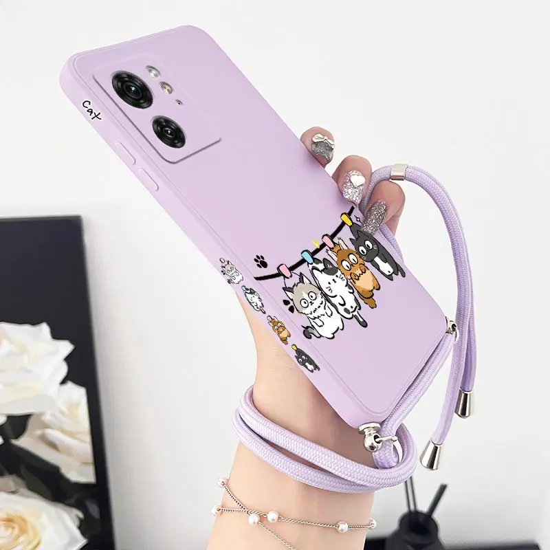 EDGE40 Four Little Cats Silicone Lanyard Phone Case