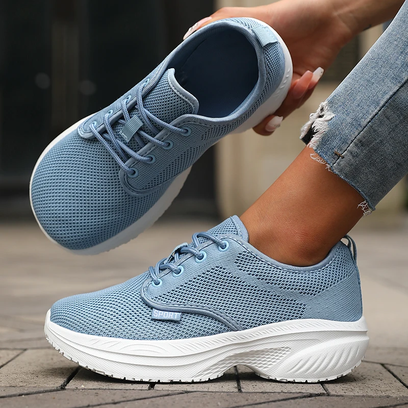 New Women's Wide Last Shoes Soft Breathable Comfortable Lace Up Walking Shoes Outdoor Tennis Slow Running Women's Platform Shoes
