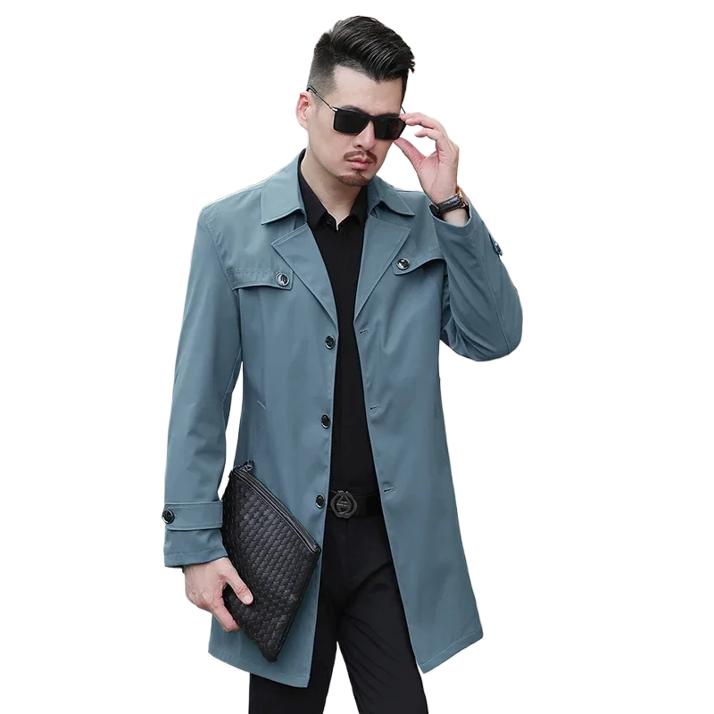 New Spring Autumn Men Fashion Trench Single Breasted Casual Windbreaker England Style Long Trench Male High Quality Jackets