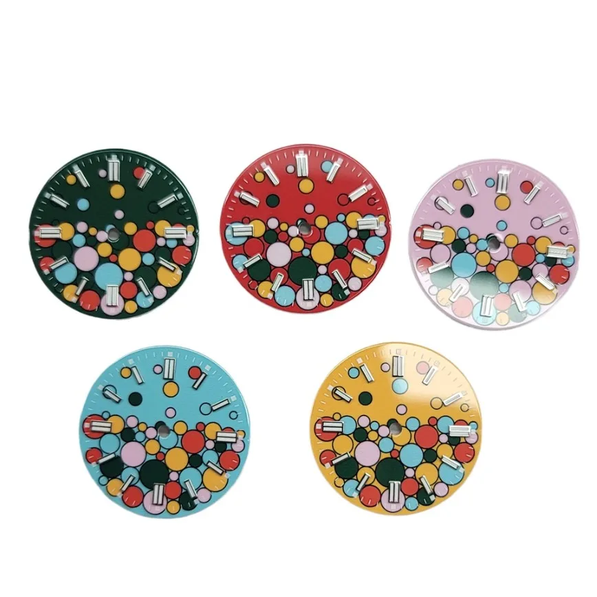 

Watch Accessories NH35 Bubble Dial Red Yellow Blue Green No Logo Blue Luminous Dial 28.5mm Fit for NH35/36/4R/7S, 8215 Movement