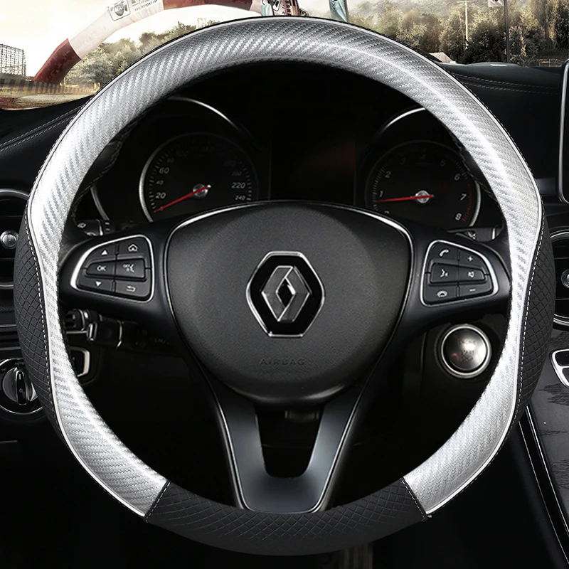 PU-Leder-Auto-Lenkradbezug für Renault Scenic Clio Laguna 2 3 4 5 Kangoo Fluence Megane Trafic Talisman Twingo Kaptur – Detail 20