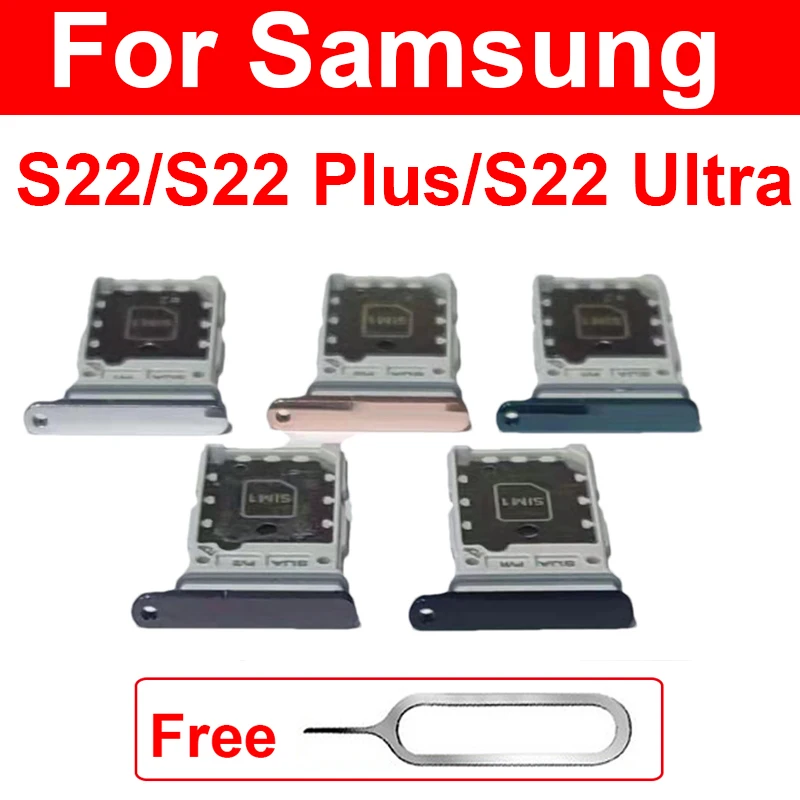 Dual Sim Card Tray Per Samsung S22 S22 Plus S22 Ultra Single Dual Sim Card Tray Slot Card Holder Reader Parts