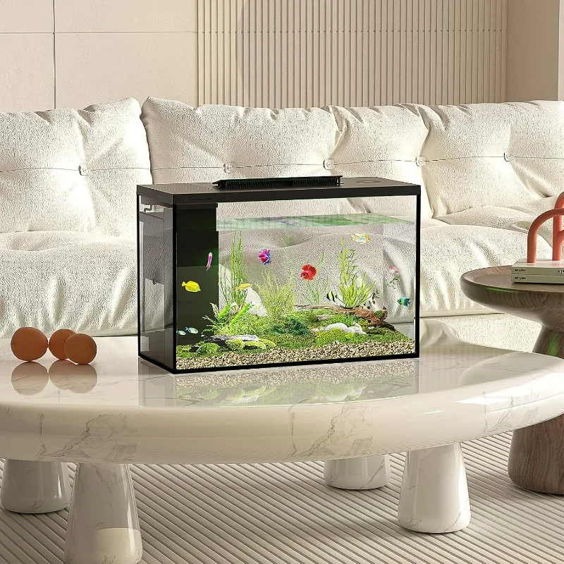 4.5 Gallon Betta Fish Tank Self Cleaning, Aquarium Kit Smart Aquarium That Supports Bluetooth, Small Fish Tank with Filter Light 2