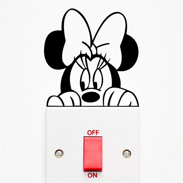 Disney mickey minnie del mouse interruttore adesivi camera da letto  accessori per la casa arredamento decalcomanie della parete del fumetto del  vinile murale di arte fai da te carta da parati -