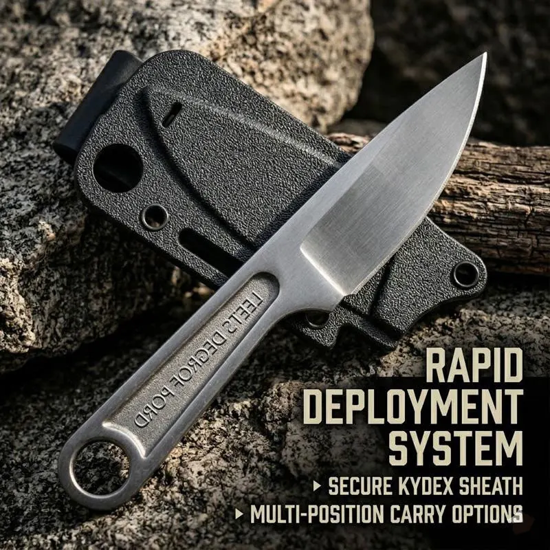 Coltello da Campeggio Multiuso Ultra Resistente – Lama Fissa Interamente in Acciaio Inox con Fodero, EDC Portatile per Campeggio, Escursionismo e Barbecue - immagine 4