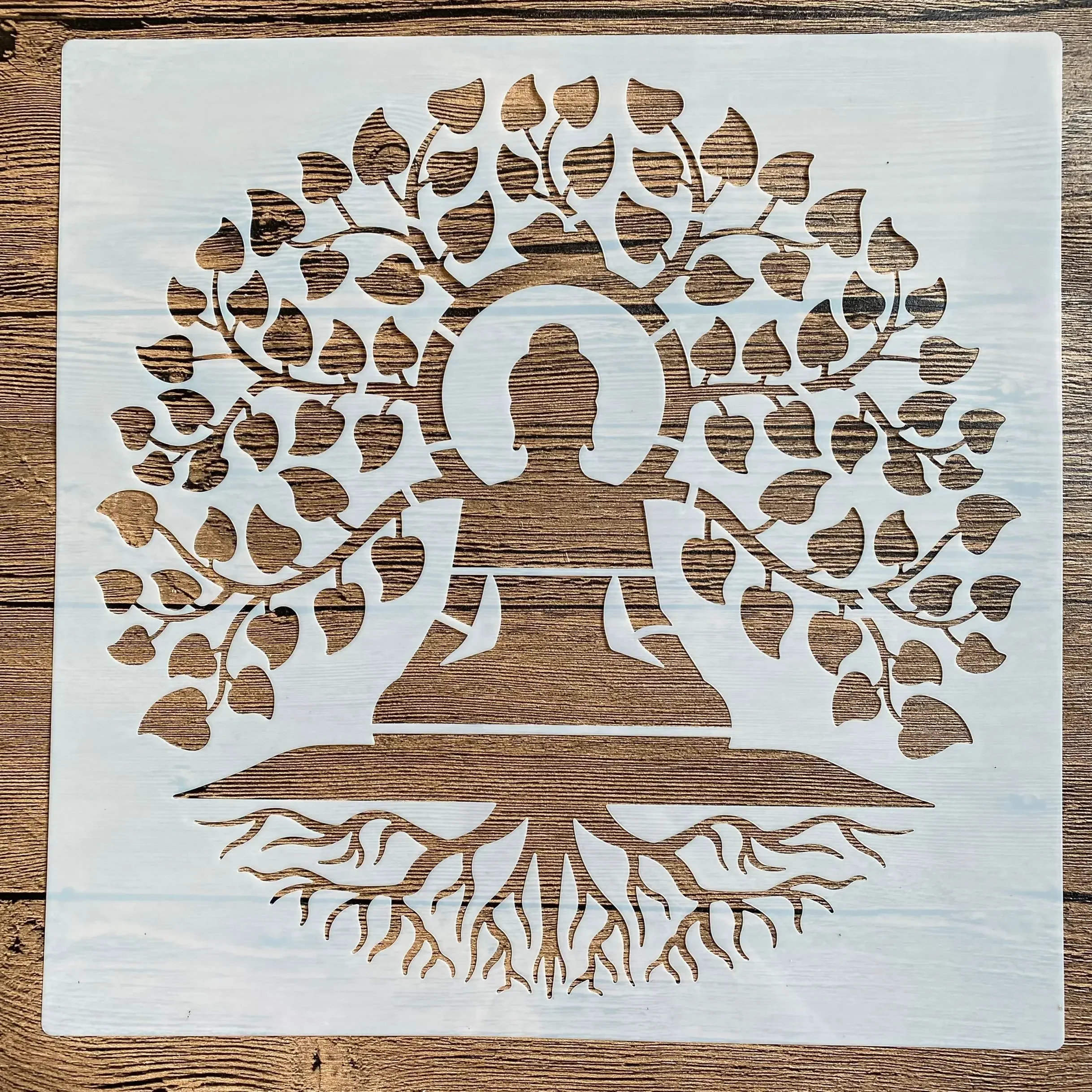 

30*30cm diy mandala for painting stencils stamped photo album embossed paper card on wood fabric wall Buddha Statue of Life Tree
