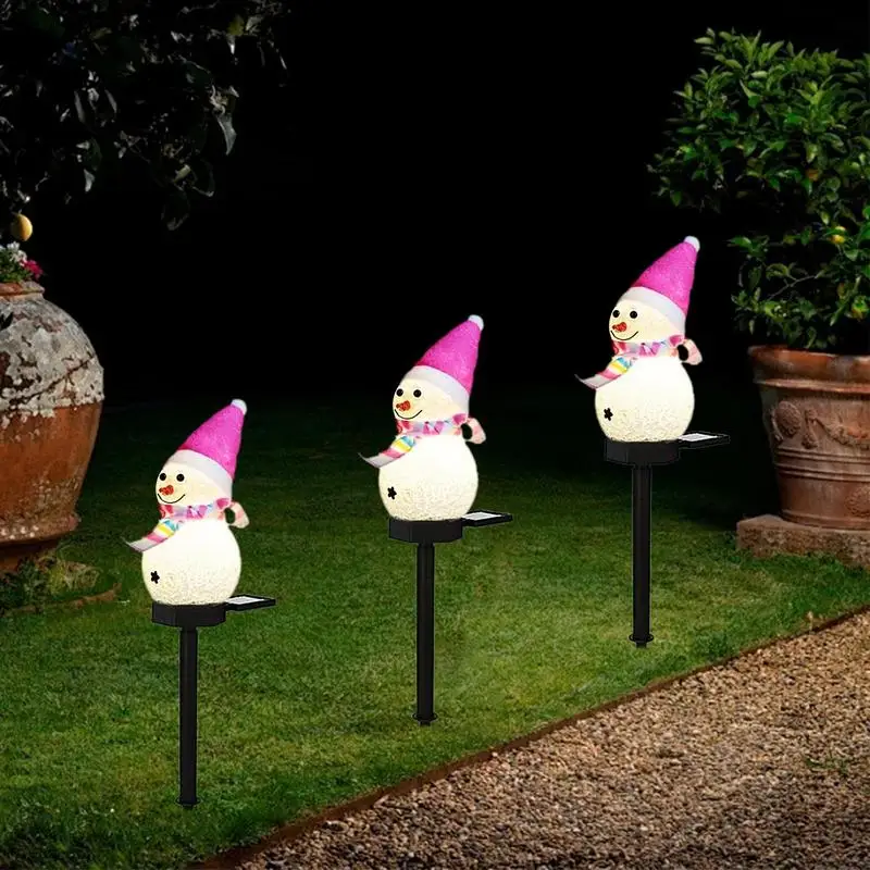 Christmas Snowman Solar Stake Lights Waterproof Walkway Landscape Lights Solar Christmas Decorations Outdoor Solar Energy For 4