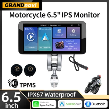Display portatile intelligente per moto da 6,5 pollici Wireless Android Auto CarPlay Staffa rimovibile Monitor Bluetooth impermeabile IP67